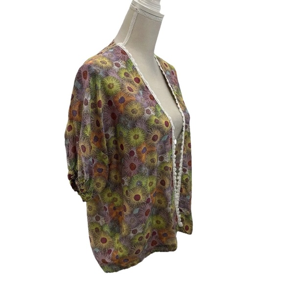 NWOT Olga Valentine Girls Water Dreaming Kimono Size 8-9 Floral Crochet - Picture 2 of 8